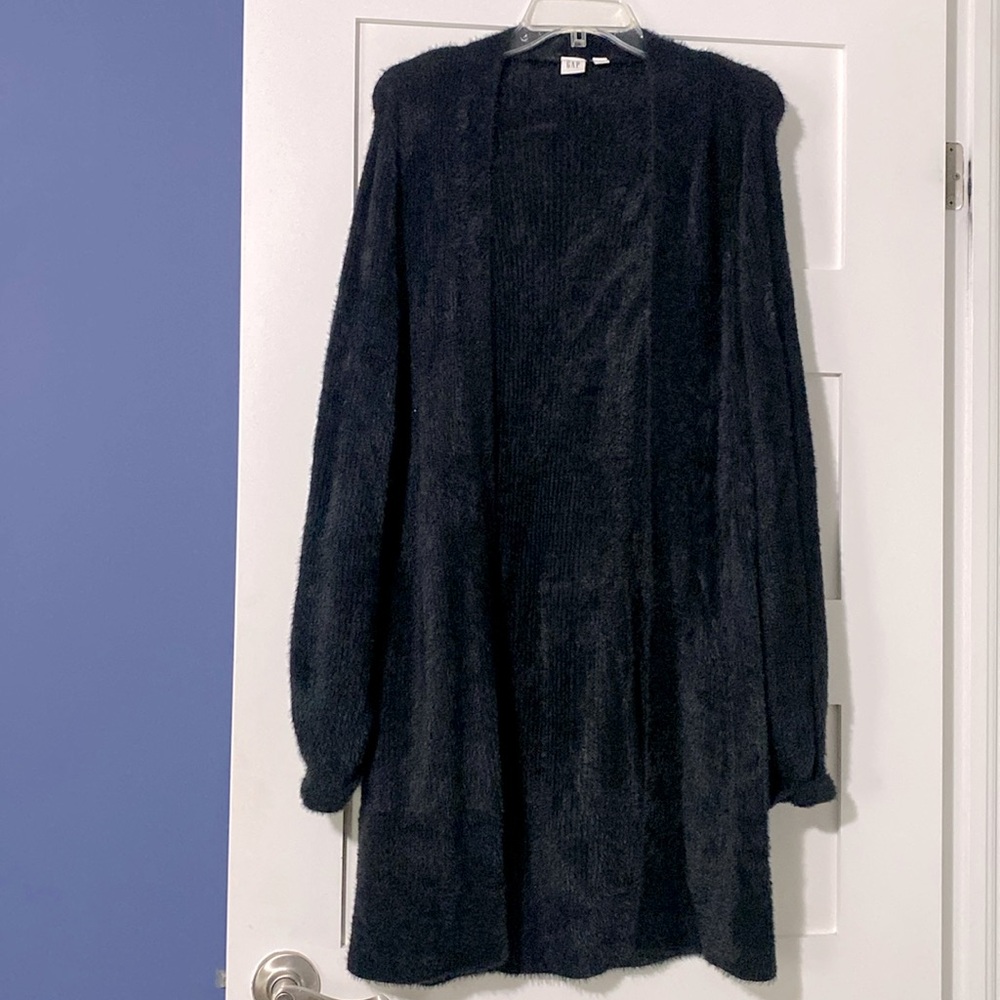 Long black fuzzy Gap sweater